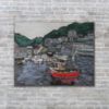 Picture of Original Acrylic Painting, Print on Canvas, 'Fishing Town',  30" x 20" x .75"