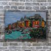 Picture of 'Colors of Portovenere', Original Acrylic Painting / Print on Canvas, 36" x 24" x .75"