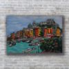 Picture of Original Acrylic Painting, Print on Canvas, 'Colors of Portovenere', 36" x 24" x .75"