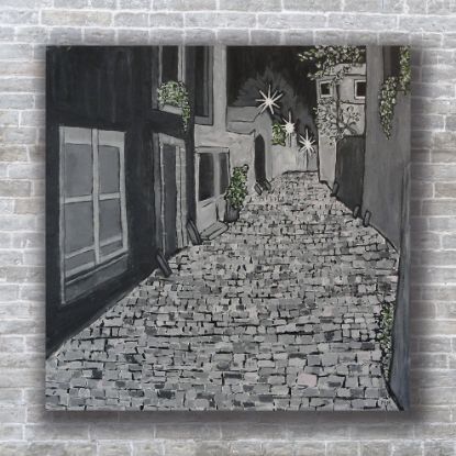 Picture of Original Acrylic Painting, Print on Canvas, 'London Night', 30" x 30" x .75"