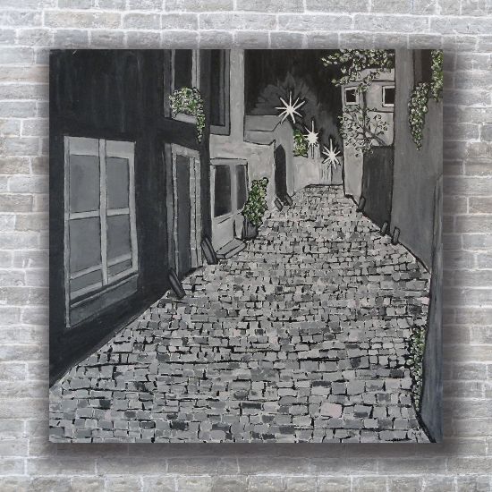 Picture of Original Acrylic Painting, Print on Canvas, 'London Night', 30" x 30" x .75"