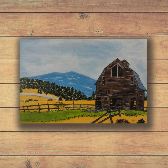 Picture of 'Bettas Barn',  Original Acrylic Painting / Print on Canvas,  36" x 24" x .75"