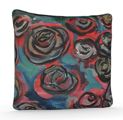 Picture of Custom Design Pillow off of 'Painted Roses' Painting, 16" x 16"
